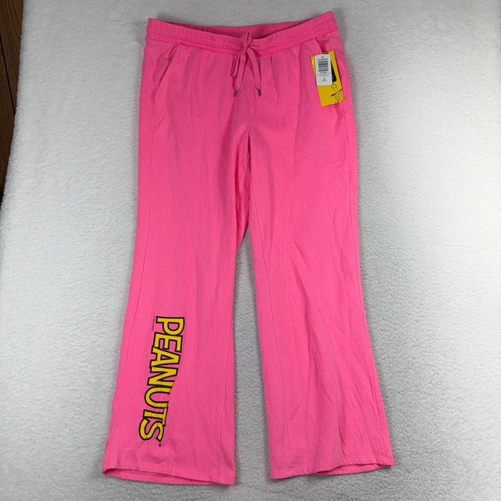 Torrid Peanuts Snoopy Cozy Fleece Wide Leg Pants Pink Size 1 1X 14 NWT
